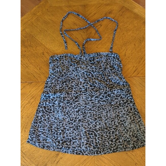 Maurices Tops - Y2K Maurices Gray And Black Leopard Print Tie Halter Babydoll Top